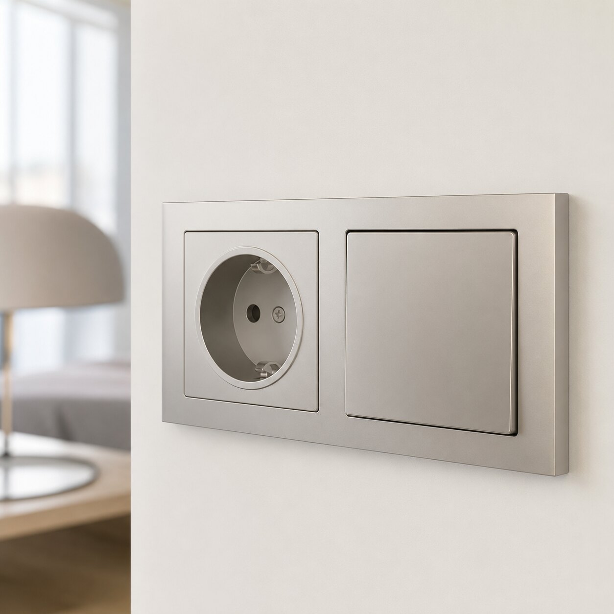 Prise et interrupteur design installés